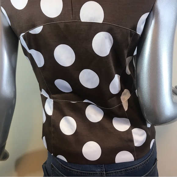Donna Degnan Size 4 Small Polka Dot Sleeveless Blouse Brown White Top - Picture 3 of 16